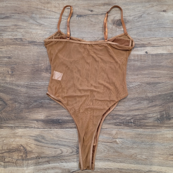 Micas Mesh Backless Sheer Patchwork Corset Slip Bodysuit Size Small - Picture 6 of 9